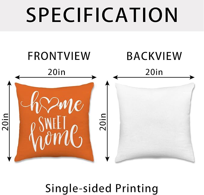 Hexagram Geometric Orange Pillow Covers 20x20 Set of 4, Decorative Outdoor Boho - Image 4