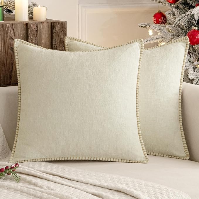 MIULEE Pack of 2 Christmas Pillow Covers 18x18 Inch Cream White Farmhouse - Image 7