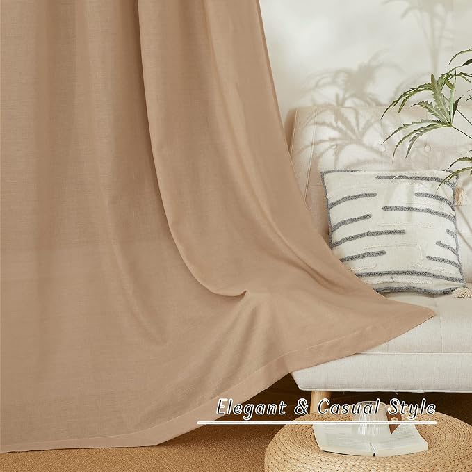 NICETOWN Rustic Linen 96 inch Long Curtains - Image 3