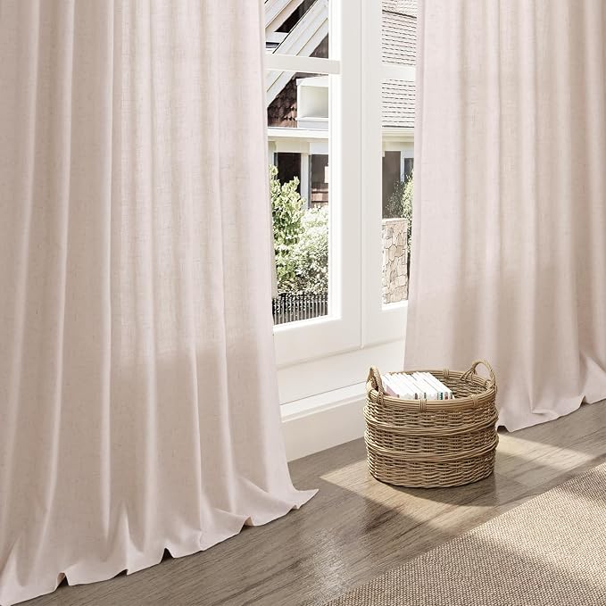 Nanspring Natural White Linen Curtains 96 Inches Long - Image 5