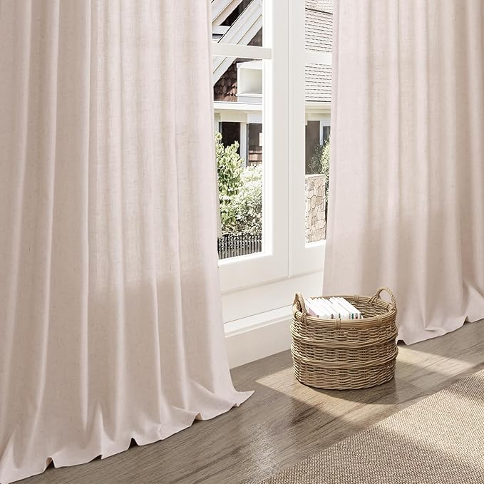 Nanspring Natural White Linen Curtains 102 Inches Long - Image 5