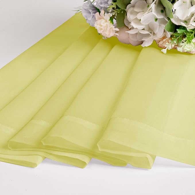 OWENIE Short Lemon Sheer Curtains 36 Inch Length 2 Panels Set, Kitchen Tiers - Image 7