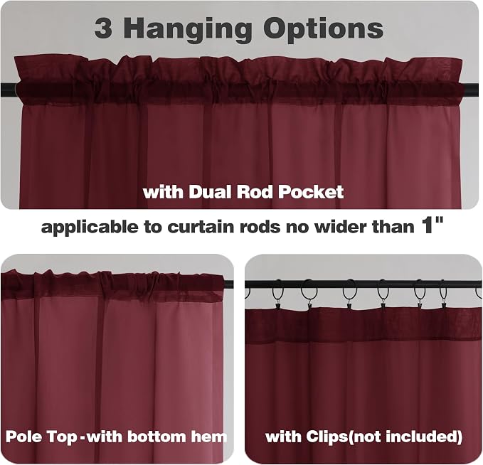 Chyhomenyc Burgundy Sheer Valances - Image 5