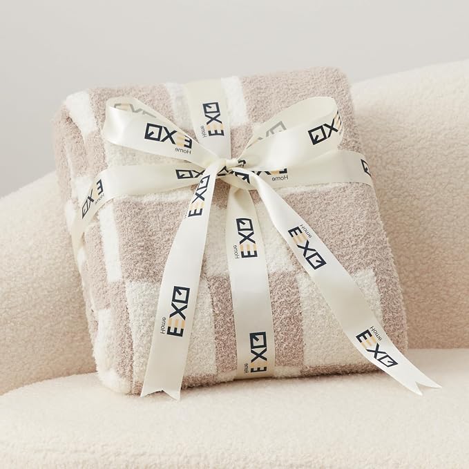 EXQ Home Checkered Throw Blanket, Knitted Blanket - Image 4