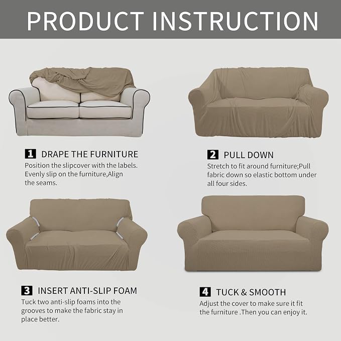 Easy-Going Stretch 4 Seater Sofa Slipcover 1-Piece Sofa Cover Furniture - Image 5