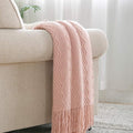 BOURINA Pink Throw Blanket 60x80 Inches Throw Textured Solid Soft Sofa Throw by BOURINA