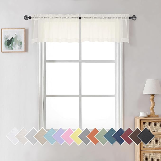 Aiyufneg Ivory Window Valances Sheer Curtains, Modern Top Dual Rod Pocket Light by Aiyufeng