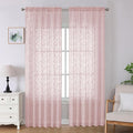 Lecloud Leia Blush Pink Sheer Curtains 96 Inches Long 2 Panels, Airy Leaf by Lecloud