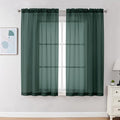 Chyhomenyc Hunter Green Sheer Curtains 63 Inch Length 2 Panels, Rod Pocket by Chyhomenyc
