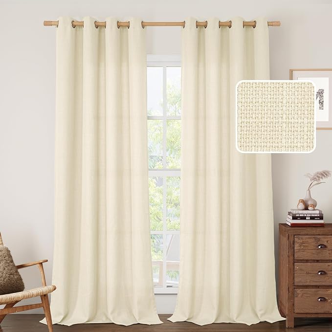 Light Beige Linen Curtains 95 Inches Long by LAMIT