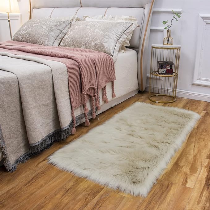 EasyJoy Ultra Soft Fluffy Shaggy Area Rug Faux Fur Rug Chair Cover Seat Pad - Image 3