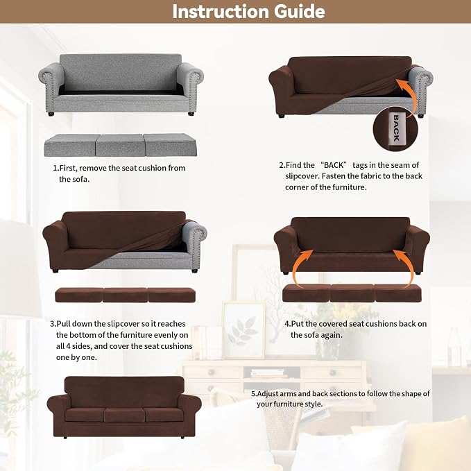 WEERRW 4 Pieces Velvet High Stretch Couch Covers - Image 6