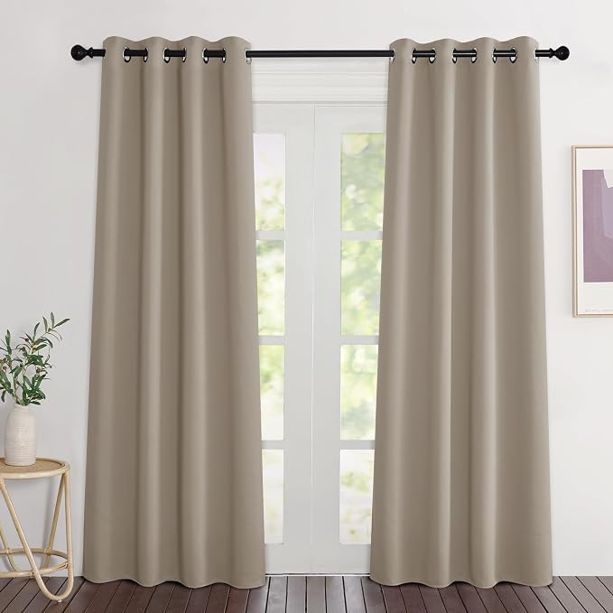 NICETOWN Blackout Taupe Curtains 84 inches Long, Grommet Room Darkening Thermal by NICETOWN