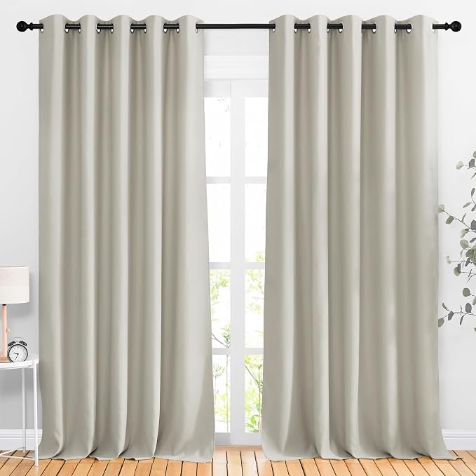 NICETOWN Natural Room Darkening Living Room Curtains 110 inches Long, Grommet by NICETOWN