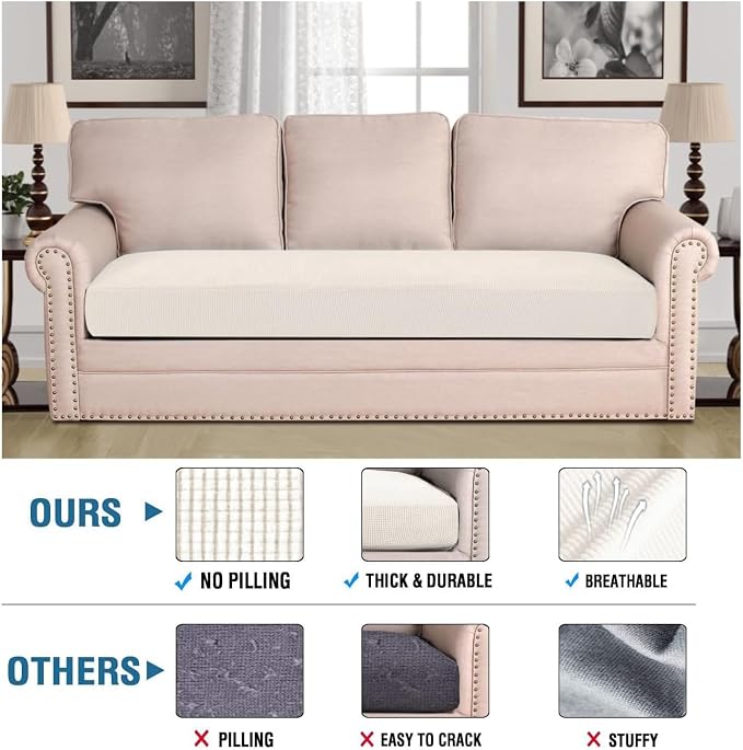 H.VERSAILTEX Super Stretch Individual Seat Cushion Covers Sofa Covers Couch - Image 2