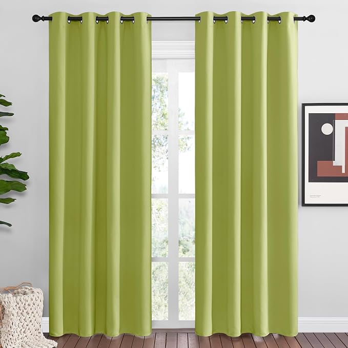 NICETOWN Fresh Green Blackout Curtains 86 inches Length by NICETOWN