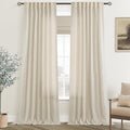 Faux Linen Beige Curtains 144 inches Long by Jolilight