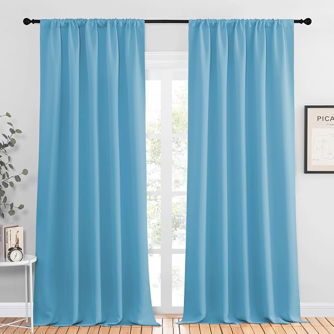 NICETOWN Blackout Curtains for Living Curtains, Teal Blue, 2 Panels, 52 by 95 by NICETOWN