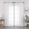 OVZME White Sheer Curtains 90 Inches Long 2 Panels by OVZME