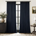 MIULEE Navy Blue Pinch Pleated 100% Blackout Linen Curtains 40x96 Inches | Room by MIULEE