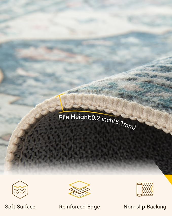 Area Rugs 2'6''x14' Runner Rug Non Slip Washable - Image 2
