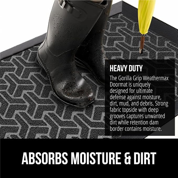 GORILLA GRIP 100% Waterproof All-Season WeatherMAX Doormat, US Designed Natural - Image 4