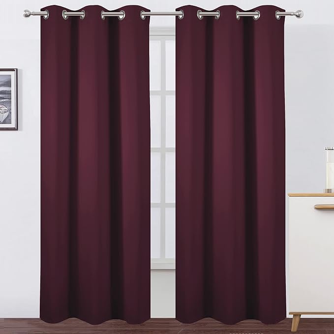 LEMOMO Burgundy Red Thermal Blackout Curtains/42 x 95 Inch/Set of 2 Panels Room by Lemomo