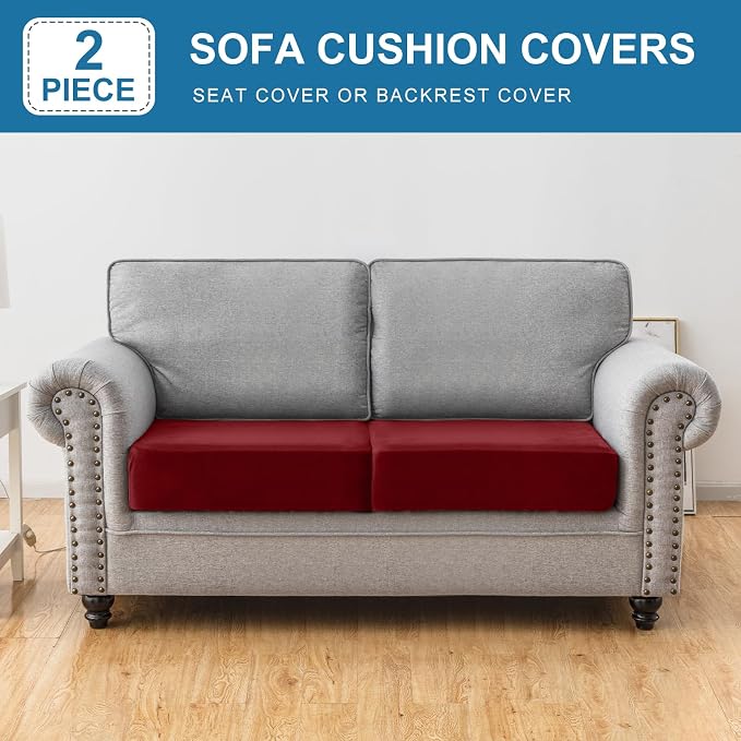 Couch Cover Stretch Velvet Sofa Cushion Cover 2-Piece - Image 3