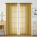 Gold Sheer Curtains for Window 72 inches Long 2 Panels Set, Soft Airy Modern by Home