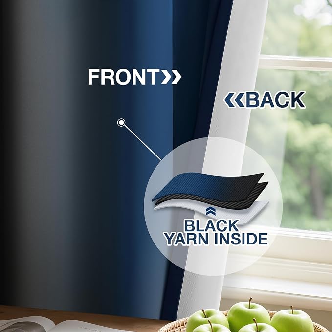 Yakamok Blackout Ombre Dark Blue and Black Curtains - Image 4