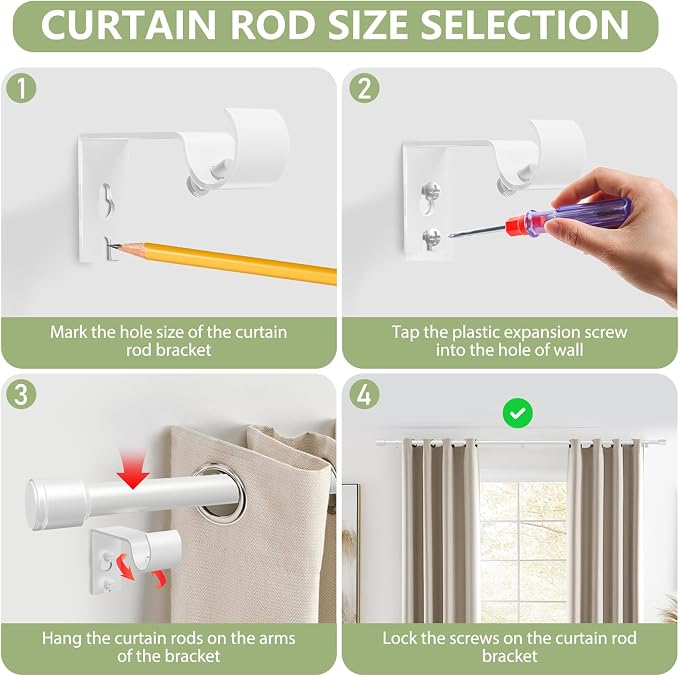 5/8” Diameter Curtain Rods 30-120 Inch, - Image 4