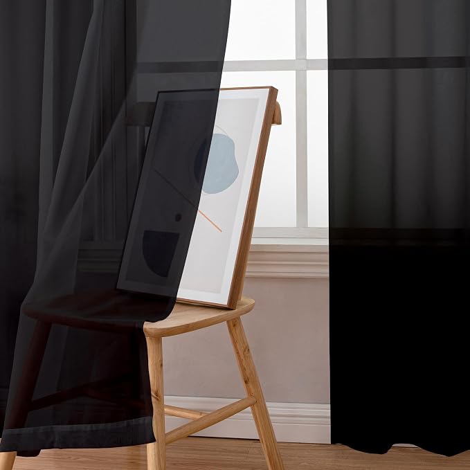 Simplebrand Rod Pocket Top Solid Voile Sheer Curtains - Image 6