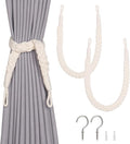 NICEEC 2 Pack Natural Cotton Rope Curtain Tiebacks Elegant Boho Style by NICEEC