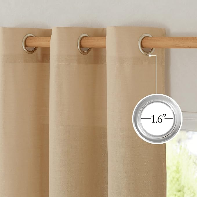 NICETOWN Semi Sheer Linen Burlap Curtains - Image 2