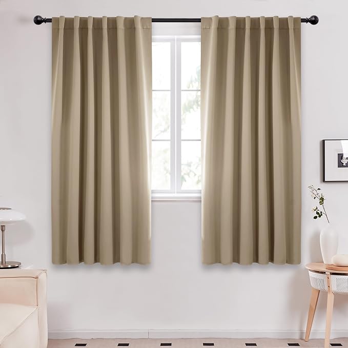 Deconovo Solid Room Darkening Panels Back Tab and Rod Pocket Curtains Blackout by Deconovo
