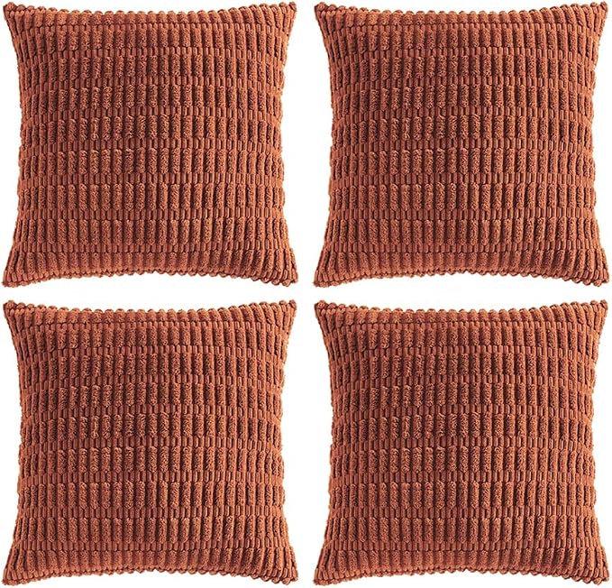 Fancy Homi 4 Packs Rust Decorative Throw Pillow Covers 22x22 Inch by Fancy+Homi