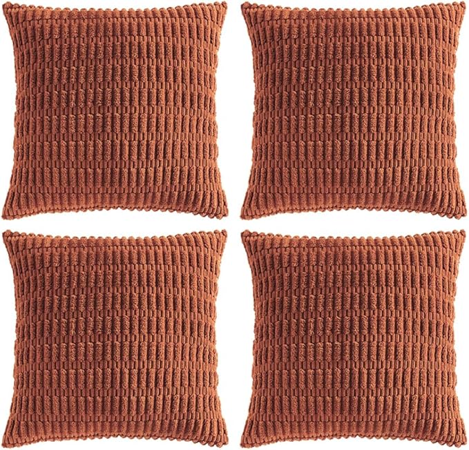 Fancy Homi 4 Packs Rust Decorative Throw Pillow Covers 16x16 Inch by Fancy+Homi