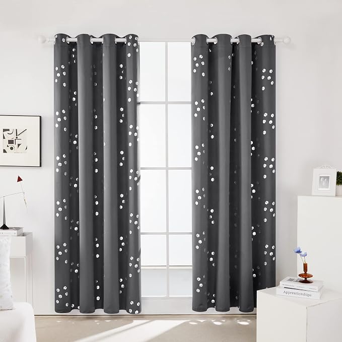 Deconovo Designer Series Silver Cubic Print Blackout Curtains - Image 2