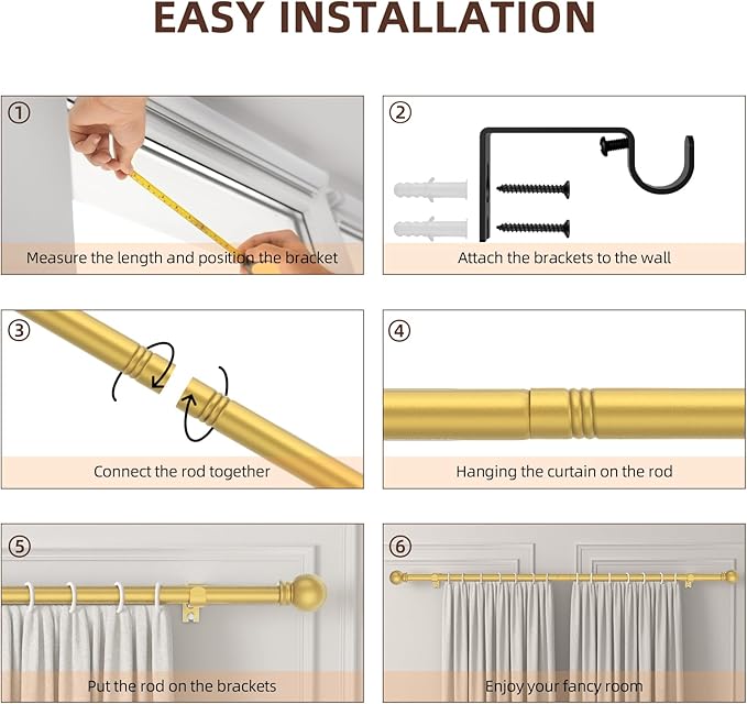 SMODBRODRE Curtain Rods for Window 32 and 48 - Image 4