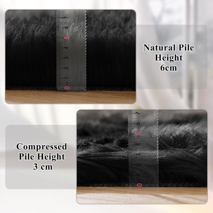 ORINOVA Black Washable Fluffy Area Rugs - Image 5