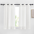 NICETOWN White Sheer Kitchen Curtains 30 inch Long, Grommet Semi Sheer Linen by NICETOWN