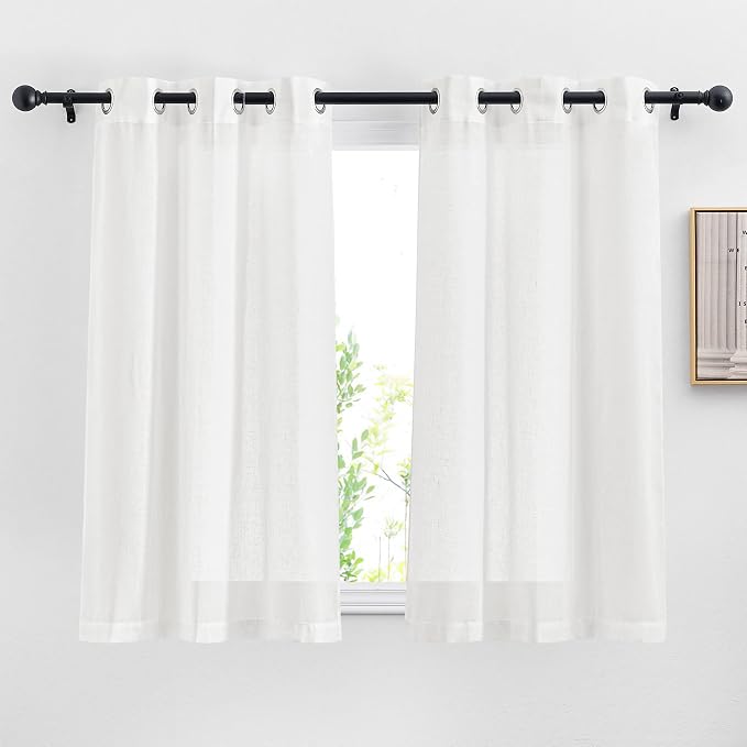 NICETOWN 45 inch Curtains White Semi Sheer, Grommet Light Filtering Window by NICETOWN