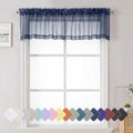 Lecloud Navy Blue Window Valance 14 Inches Long 2 PCS, Solid Voile Blue by Lecloud