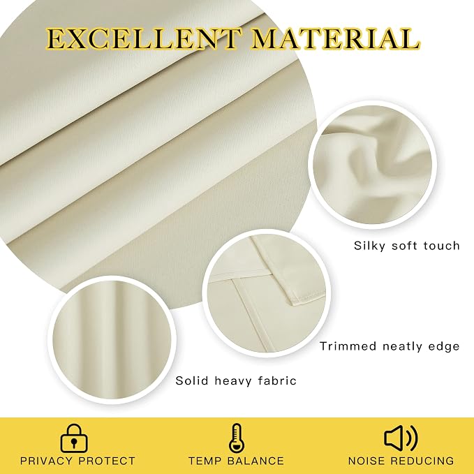 NICETOWN Room Darkening Beige Curtains - Image 4