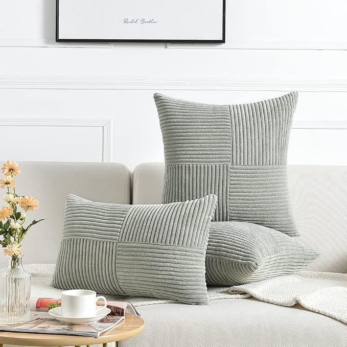 Fancy Homi 2 Packs Grey Long Lumbar Decorative Throw Pillow Covers 16x24 Inch - Image 6