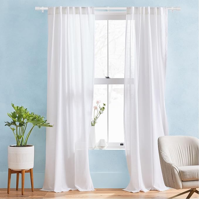 IFELS Heavy Duty Curtain Rods for Windows 28 to 48 Inch, 1 Inch White Curtain - Image 2