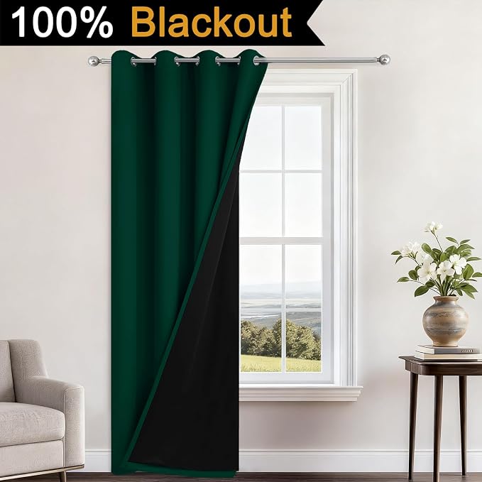 Yakamok 100% Blackout Curtains 96 Inches Long, 2 Thick Layers Heat and Full - Image 2