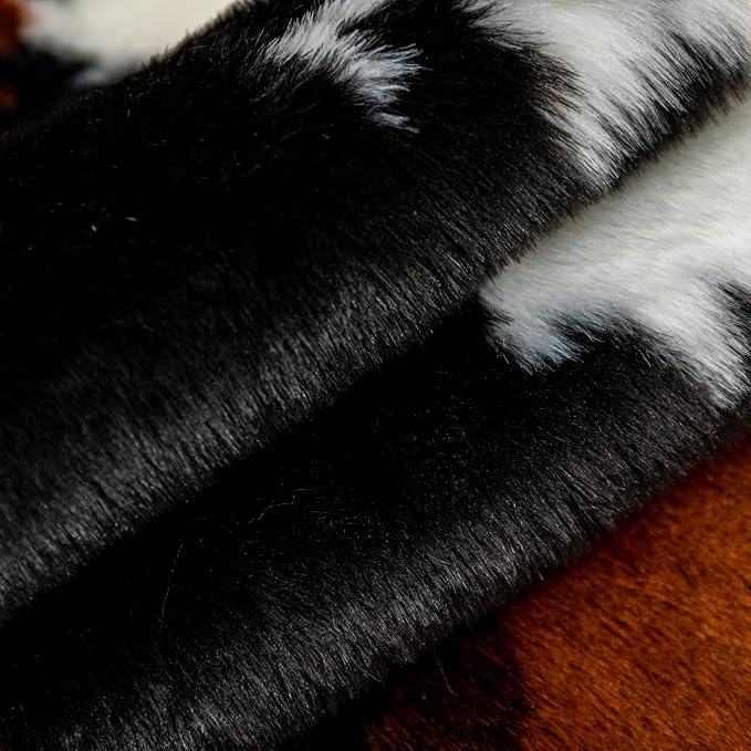 Faux Cowhide Rug Cow Print Area Rug Premium Faux Animal Skin Hide Rugs Tricolor - Image 4