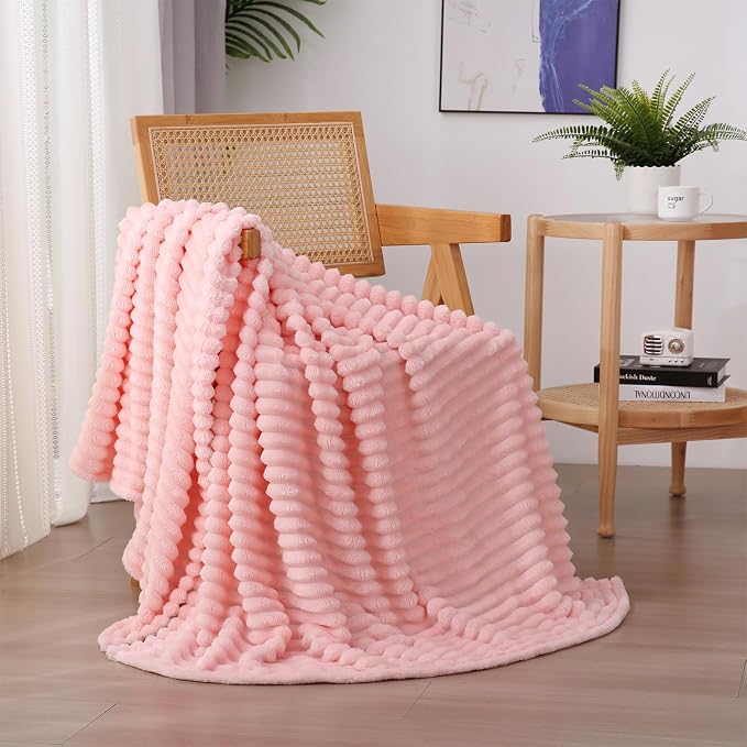 Light Pink Fleece Throw Blanket 108”×90” - Image 4