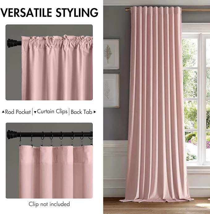 MIULEE Baby Pink Velvet Curtains 96 inches - Image 2